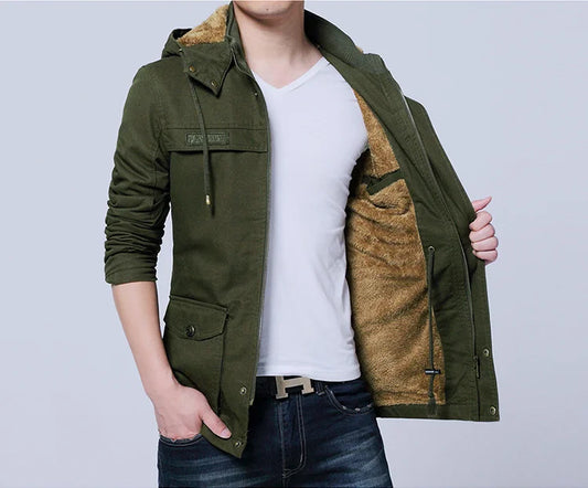 kapşonlu kürklü uzun ceket