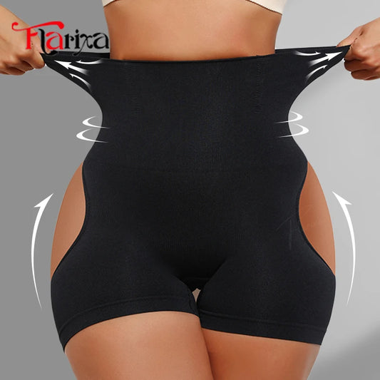 Flarixa Seamless Tummy Control Body Shaper Women Panties Hollow Out Butt Lifter Shorts Breathable Thigh Shapewear High Waist